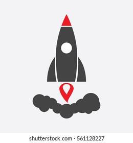 Rocket vector pictogram icon. Simple flat pictogram for business, marketing, internet concept. Business startup launch concept for web site design or mobile app. Illustration on white background