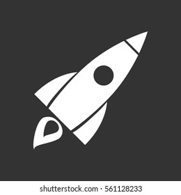 Rocket vector pictogram icon. Simple flat pictogram for business, marketing, internet concept. Business startup launch concept for web site design or mobile app. Illustration on black background