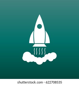 Rocket vector pictogram icon. Simple flat pictogram for business, marketing, internet concept. Business startup launch concept for web site design or mobile app.
