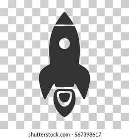 Rocket vector pictogram. Illustration style is flat iconic gray symbol on a transparent background.