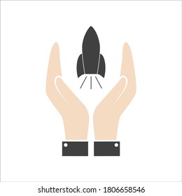 Rocket vector sketch icon isolated on background. Hand drawn Rocket icon. Rocket sketch icon for infographic, website or app.