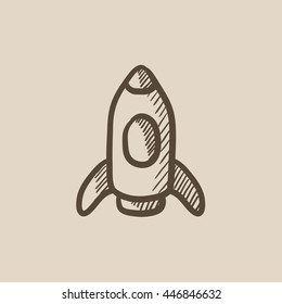 Rocket vector sketch icon isolated on background. Hand drawn Rocket icon. Rocket sketch icon for infographic, website or app.