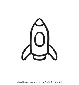 Rocket vector sketch icon isolated on background. Hand drawn Rocket icon. Rocket sketch icon for infographic, website or app.