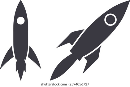 Rocket vector symbols, Rocket art design, Vector of rocket icons, Simple Rocket icons art design