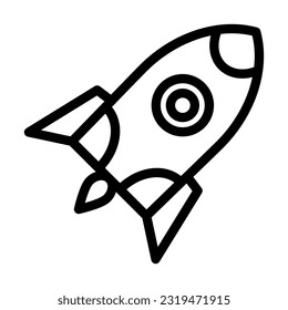 Rocket Vector Thick Line Icon For Personal And Commercial Use.
