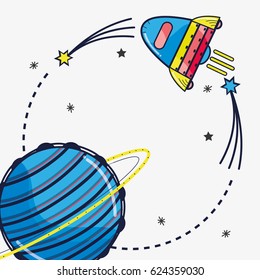 rocket visiting to uranus planet in the galaxy