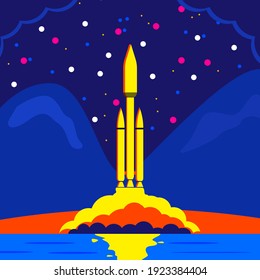 The rocket is waiting to the moon