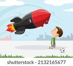 Rocket war attack on the peaceful city with kids