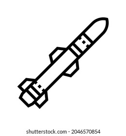 vector de icono de línea de armas de guerra de cohetes. signo de arma de guerra de cohetes. símbolo de contorno aislado ilustración negra