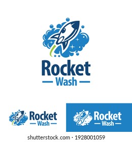 Rocket Wash Logo Premium Vector