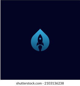 Rocket Water Logo Design Vector Illustration