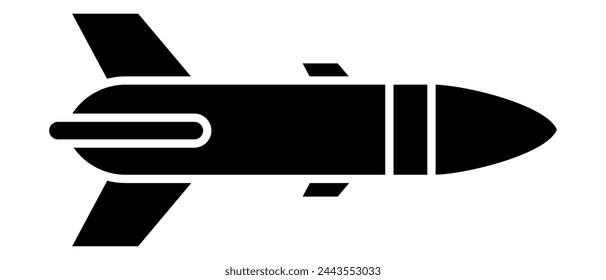Armas de cohetes. Icono de silueta negra. Ilustración vectorial aislada sobre fondo blanco.