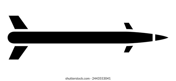 Armas de cohetes. Icono de silueta negra. Ilustración vectorial aislada sobre fondo blanco.