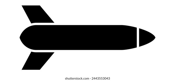 Rocket weapons. Rocket black silhouette icon. Vector illustration isolated on white background.