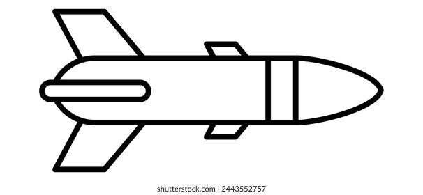 Armas de cohetes. Icono de línea de cohetes. Ilustración vectorial aislada sobre fondo blanco.