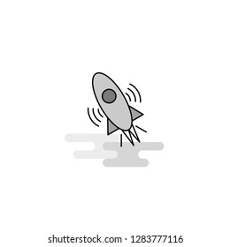 Rocket  Web Icon. Flat Line Filled Gray Icon Vector