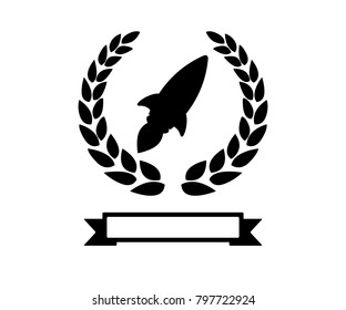 rocket with wheat logo badge design