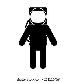 Rocket white silhouette in a circle. Eps 8