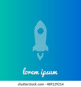 Rocket White stroke fill with blue and green gradient background Icon / Logo Design