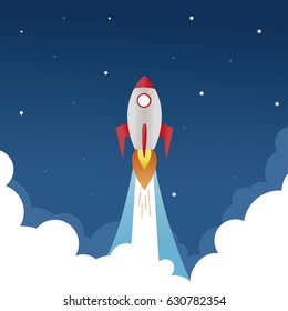 Rocket with window for the space. concept of business launch start Up, illustration rocket, takeoff, .