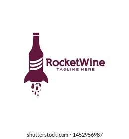 Rocket Wine Logo Design Stock Vector