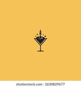 Rocket wine logo icon flat vector design