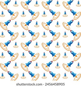 Diseño de fondo de Ilustración vectorial de patrón repetido multicolor de moda maravilloso Rocket