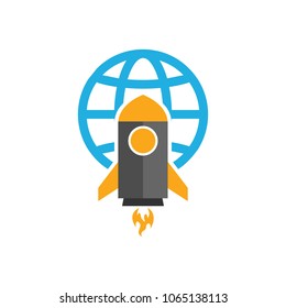 Rocket World Logo Icon Design