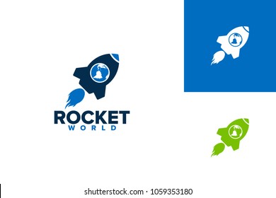 Rocket World Logo Template Design Vector, Emblem, Design Concept, Creative Symbol, Icon