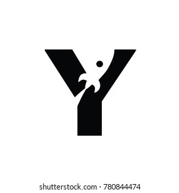 rocket y  font logo flat vector logo template