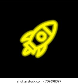Rocket yellow glowing neon ui ux icon. Glowing sign logo vector