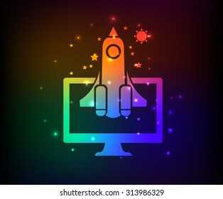 Rocket,business start up design,rainbow concept,clean vector