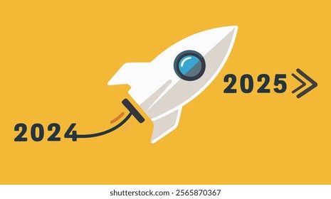 Rocketing From 2024 to 2025: Futuristic Vector Art