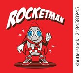Rocketman Mascot Character Design Illustration