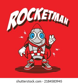 Rocketman Mascot Character Design Illustration