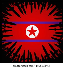 Rockets background North Korea flag