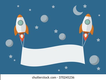 Rockets with banner. Vector Illustration
