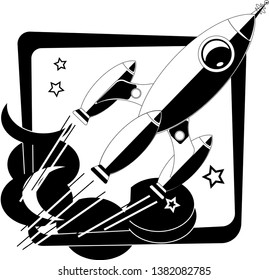 Rockets come out of the frame through the clouds