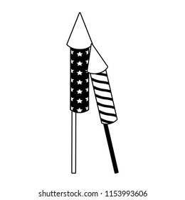 Rockets firework isolated in black and white