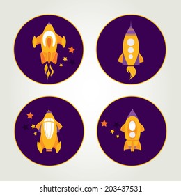 Rockets. Flat icon vector.