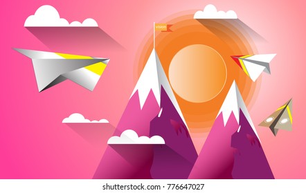 Rockets fly up in the sky.Concept of business vision.