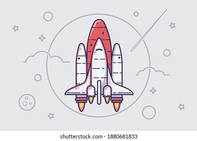rockets flying in space illustration