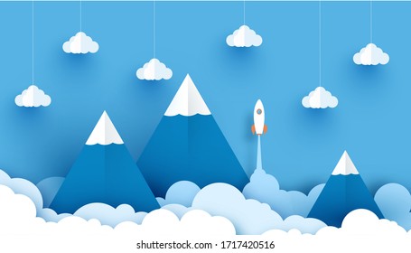 rockets glide over the mountains with views over the beautiful clouds