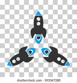 Rockets icon. Vector illustration style is flat iconic bicolor symbol, blue and gray colors, transparent background. Designed for web and software interfaces.