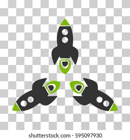 Rockets icon. Vector illustration style is flat iconic bicolor symbol, eco green and gray colors, transparent background. Designed for web and software interfaces.
