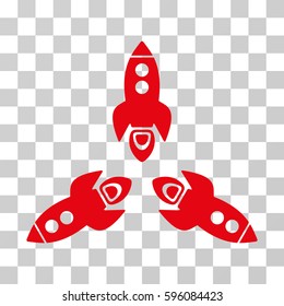 Rockets icon. Vector illustration style is flat iconic symbol, red color, transparent background. Designed for web and software interfaces.