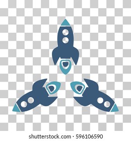 Rockets icon. Vector illustration style is flat iconic bicolor symbol, cyan and blue colors, transparent background. Designed for web and software interfaces.