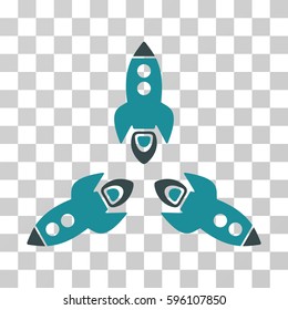 Rockets icon. Vector illustration style is flat iconic bicolor symbol, soft blue colors, transparent background. Designed for web and software interfaces.