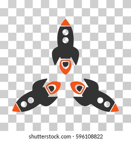 Rockets icon. Vector illustration style is flat iconic bicolor symbol, orange and gray colors, transparent background. Designed for web and software interfaces.