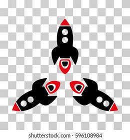 Rockets icon. Vector illustration style is flat iconic bicolor symbol, intensive red and black colors, transparent background. Designed for web and software interfaces.